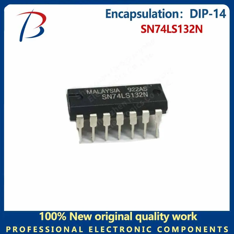 10pcs   SN74LS132N package DIP-14 four-way 2-input positive and non-chip