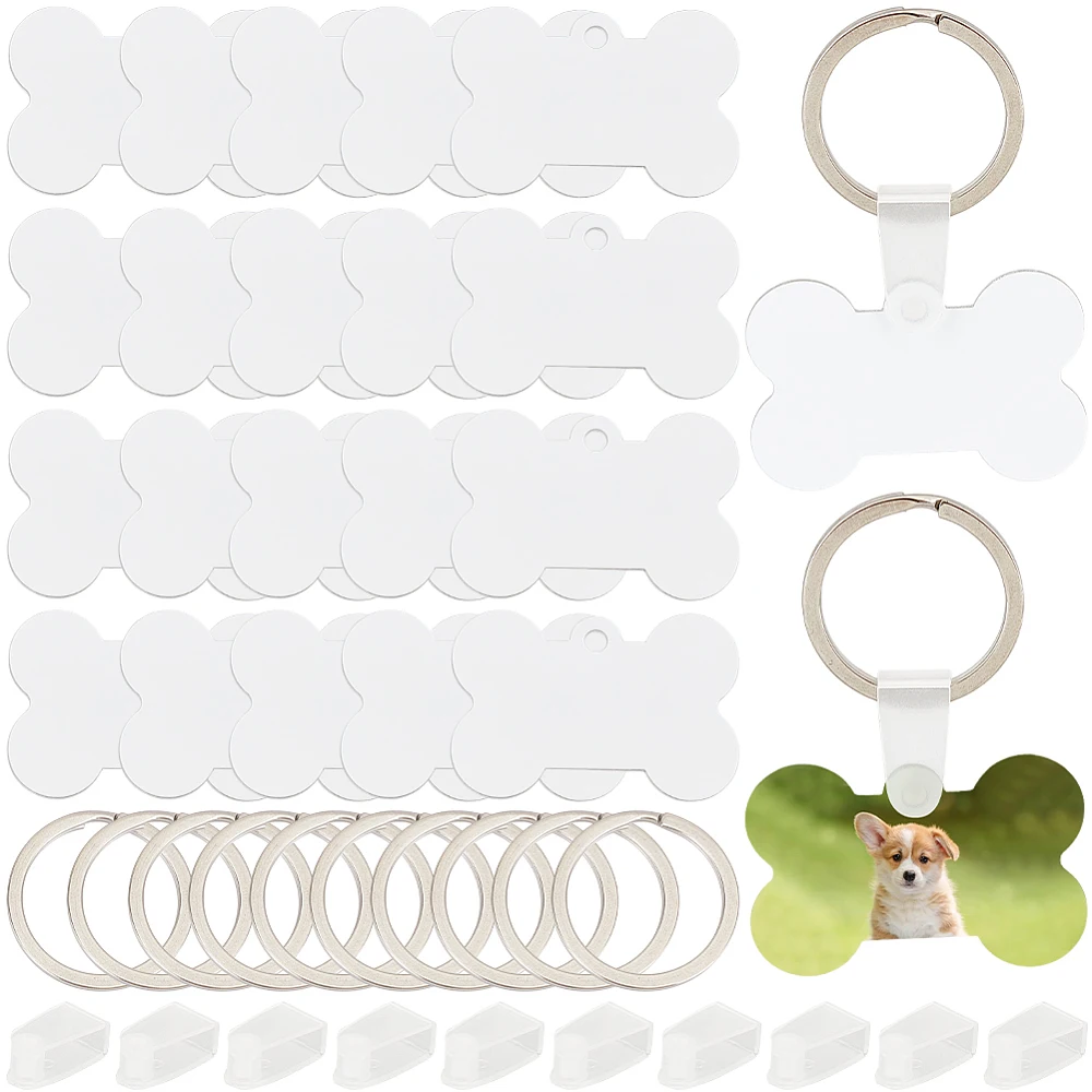 180Pcs Sublimation Keychain Blanks Bulk Sublimation Blank Key Chains Double Sided Heat Transfer Bone Shaped Ornament Aluminum