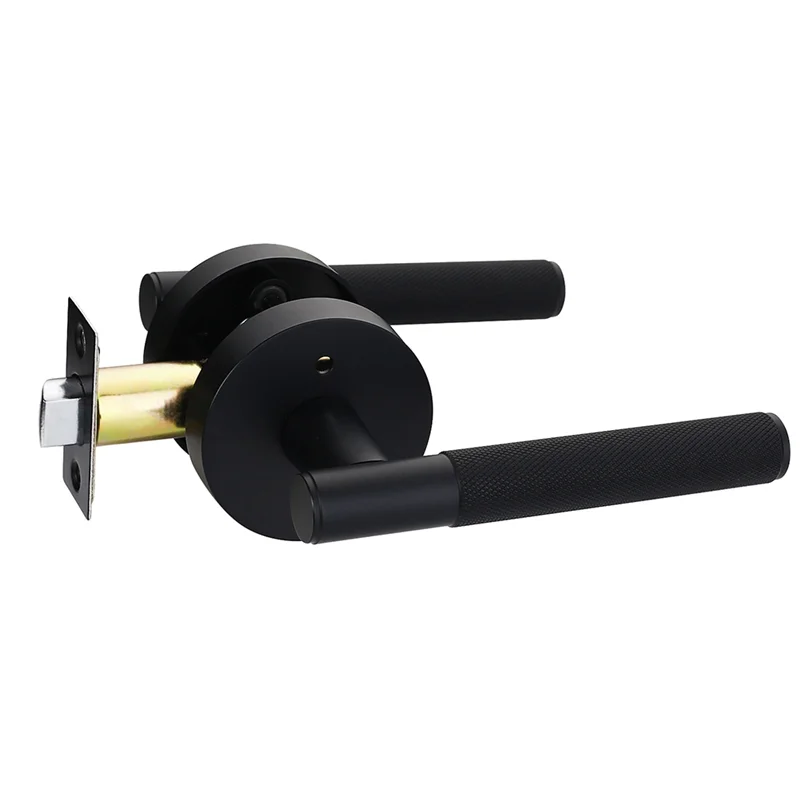 

N11R Privacy Door Handle Knurled Handle Lever Bedroom Bathroom Passage Door Lock Reversible Keyless