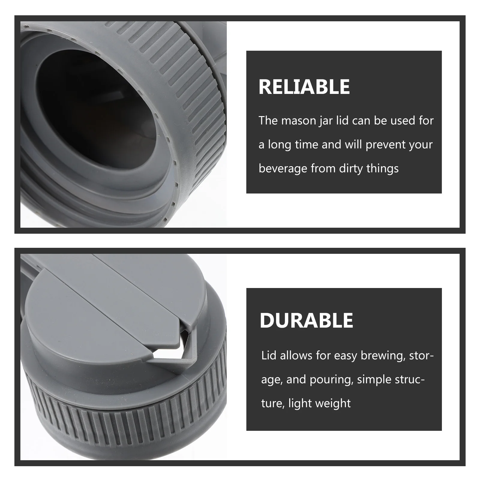 

1pcs Wide Mouth Mason Jar Lid Leakproof Sealing Cover With Handle For Coffee Storage Pouring Kitchen Jar Accessories