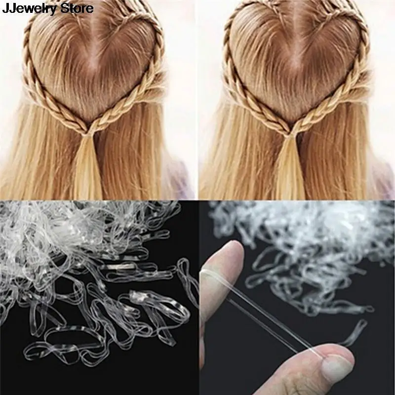 200/500 buah kecil transparan karet gelang bening tali ekor kuda pemegang ikat karet elastis karet rambut Band untuk anak perempuan aksesoris rambut