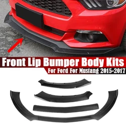 Car Front Bumper Splitter Lip Diffuser Protector Body Kit Front Spoiler Cover Carbon Fiber Look For Ford For Mustang 2015-2017