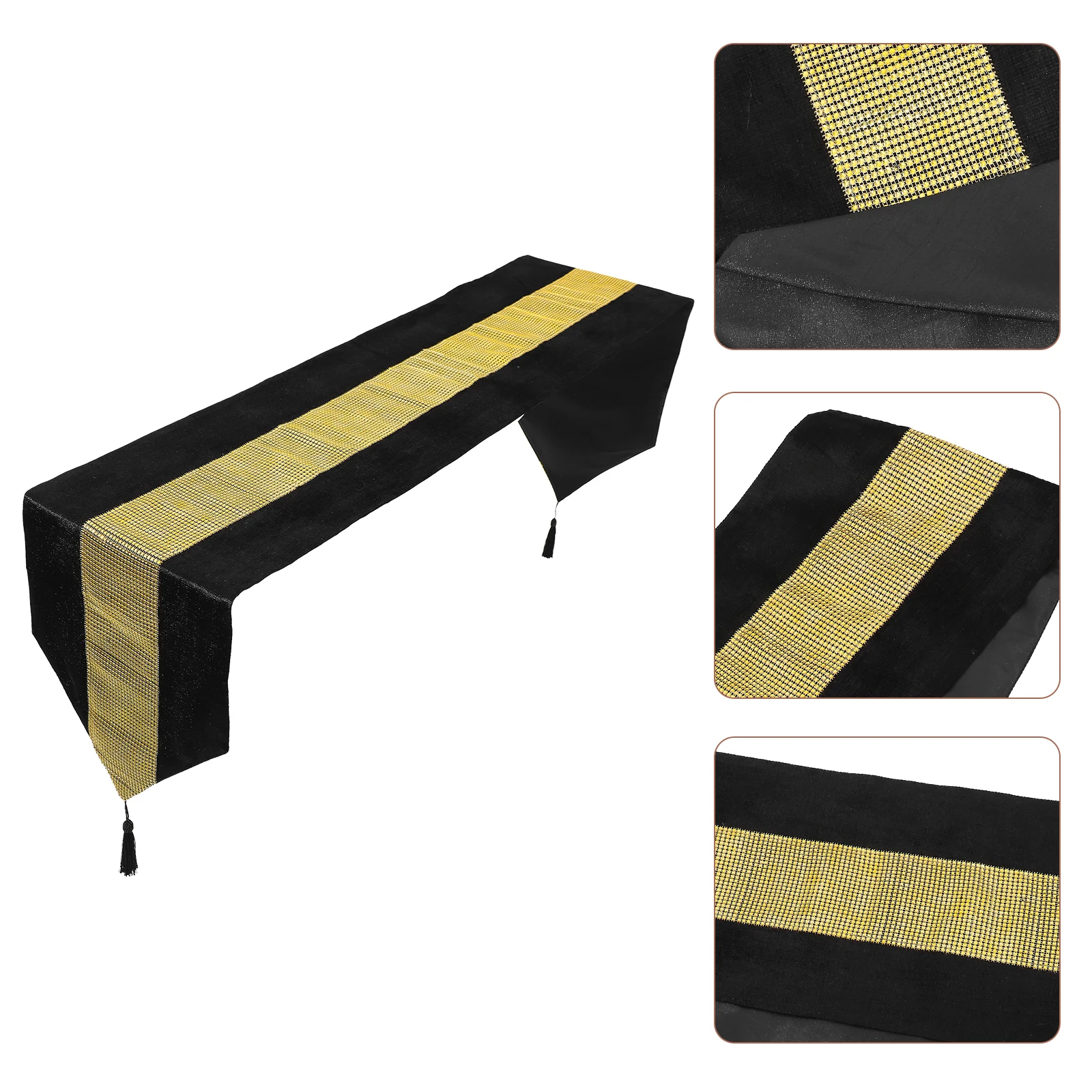 

Rhinestone Table Runner 32x210cm Golden Decorative Tablecloth Wedding Party Cover Shiny Tassel Home Kitchen Buffet