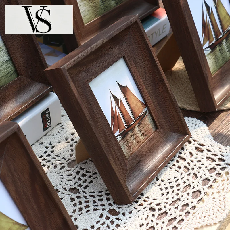Retro Home Art Decor Vintage Resin Frame Photo Classic Wall Tabletop Display Frame for Elegant Living Room Picture Holder,