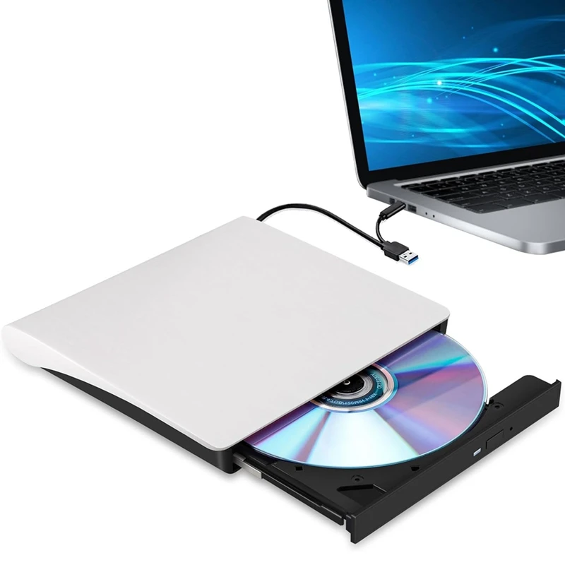 A75T External CD DVD +/-RW Drive, USB 3.0 & USB-C Portable CD & DVD ROM Burner Player Reader Writer Rewriter Disc Drive