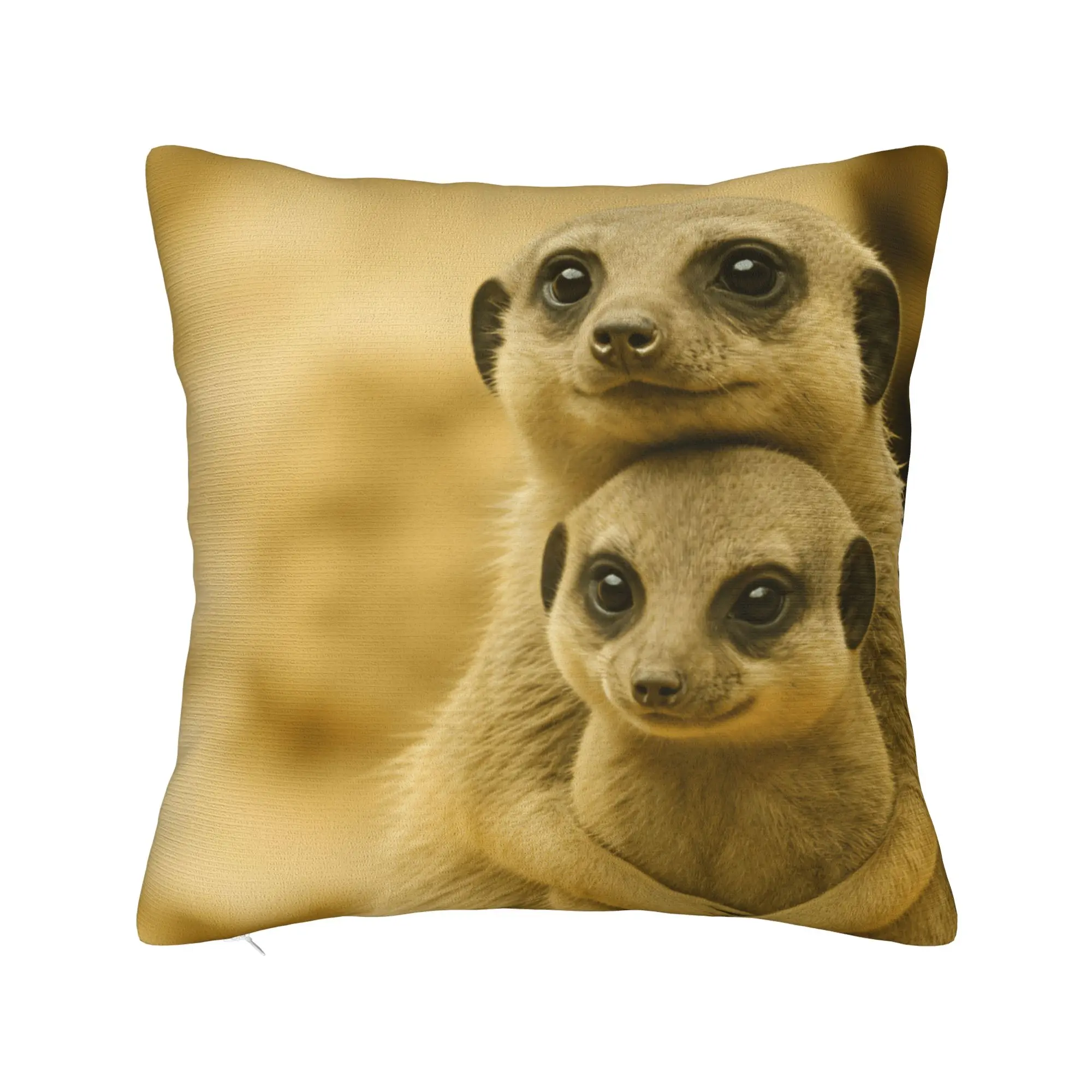 Pillow Case Adult And Baby Meerkat Sitting Together Comfy  Pillow Cover For Wedding Party Home Decor Novelty Pillowcases
