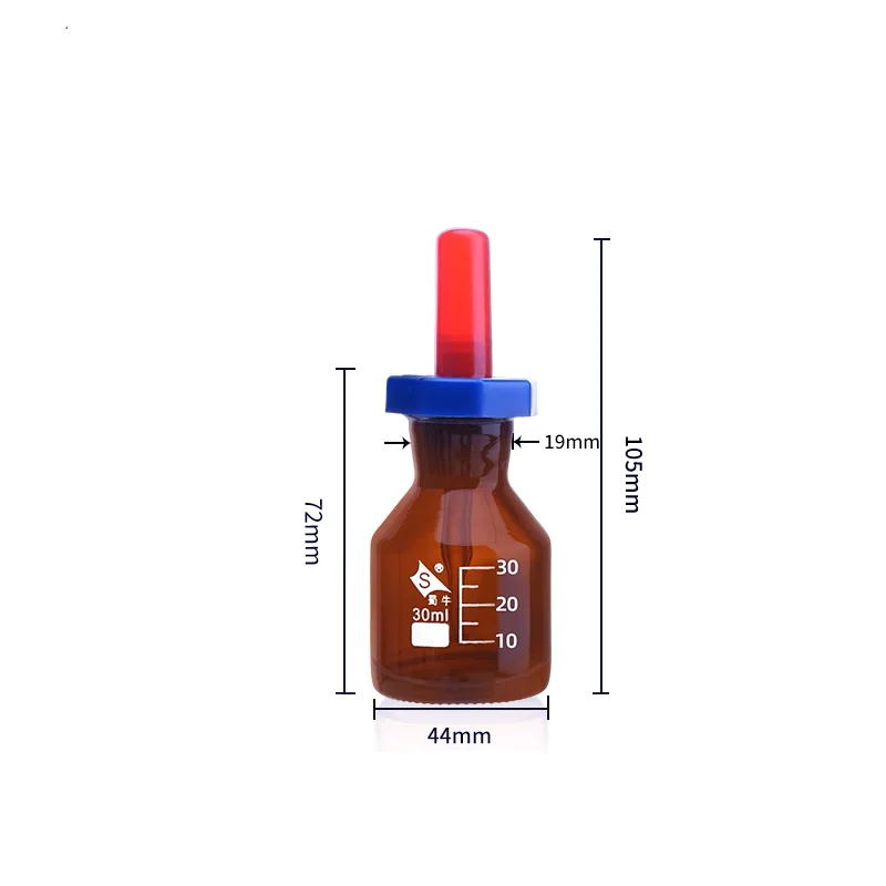 Glass Plastic Head Dropper Glass English Drop Bottle Scale Drop Bottle Laboratory Use