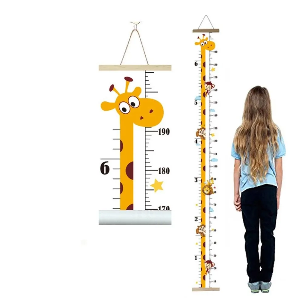 2M Height Unisex Growth Chart Removable Wall Hanging Height Chart Growth Ruler Catoon Pattern Height Measure Ruler