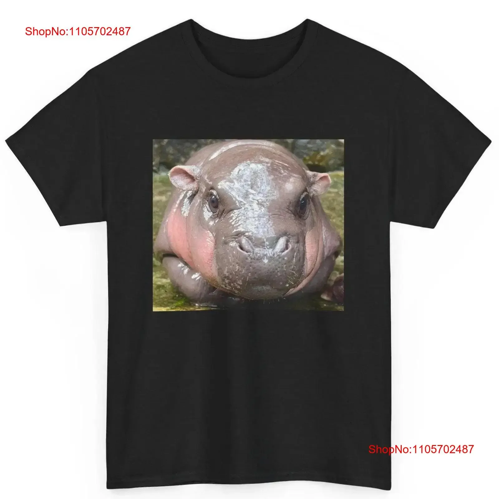 Baby pygmy hippo Moo Deng Heavy Cotton T Shirt Lover Cute vintage Washed Stretched homme graphic Slightly Top For Everyday Wear