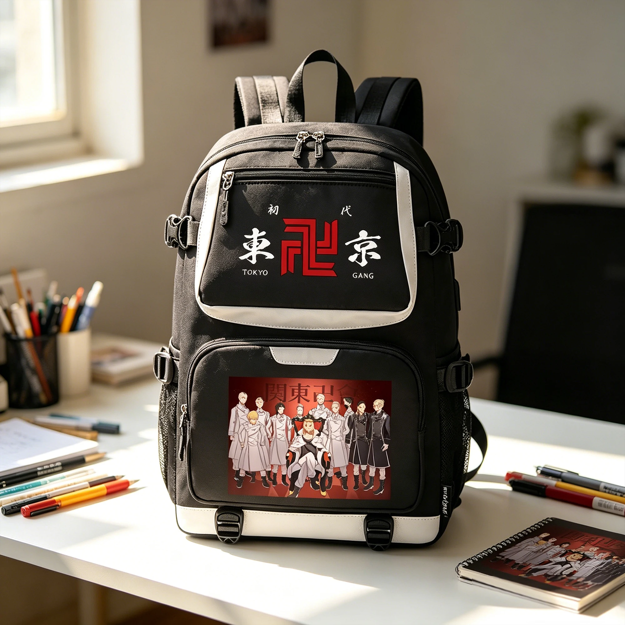 Tokyo Revengers Anime Backpack USB Charging Laptop Bag Oxford Large Capacity School Bag Unisex Travel Daypack Cartoon Bookbag