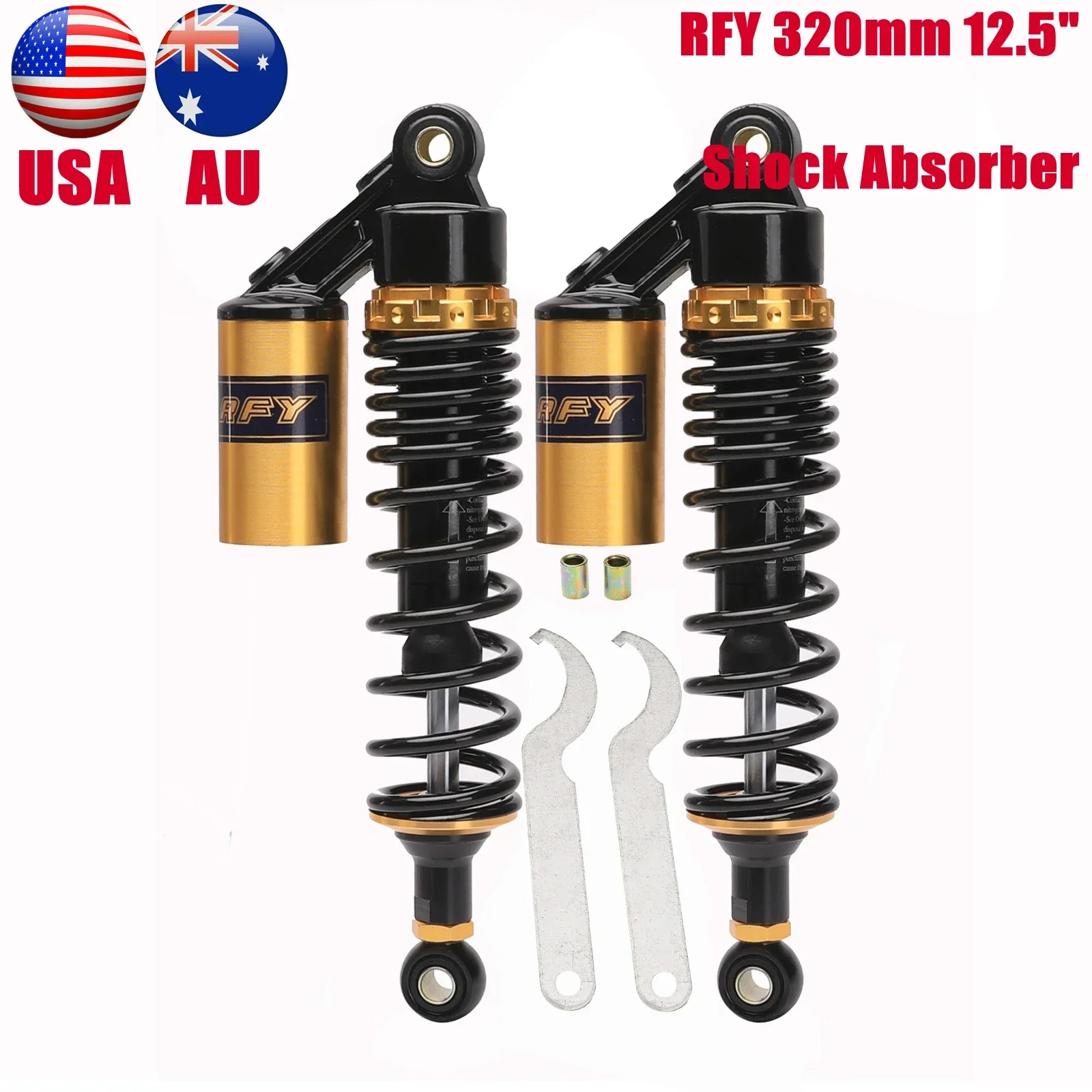 Pair 320mm Rear Air Shock Absorber Damper For Honda Kawasaki Suzuki Monkey Dirt Bike ATV Quad TRX250R 400ER 450R Quad ATV