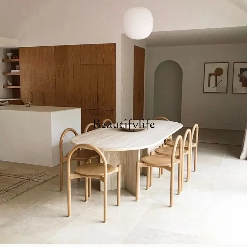 

Natural Cave Stone Ellipse Dining Table Design Square round Dining Table