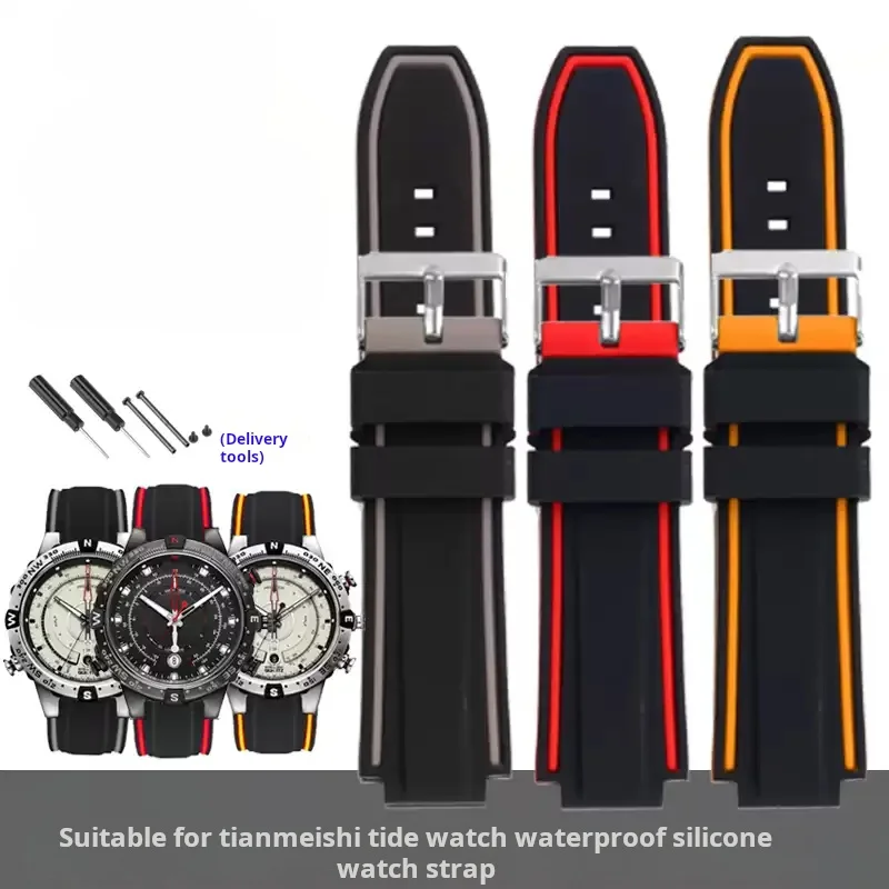 For Timex E-tide Compass T2n720 T2n721 Tw2t76300 Tw2t76500 T45601 Rubber Watchband Sports Strap Men Silicone wristband free tool