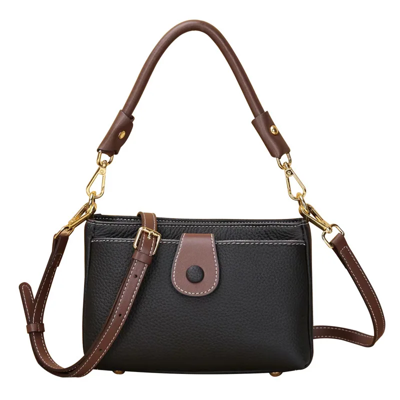 Soft Cow Leather Women\'s Bag 2023 Summer Autumn New Fashion Real Cowhide Bag Multi-pocket Layer Women\'s Shoulder Small Handbag