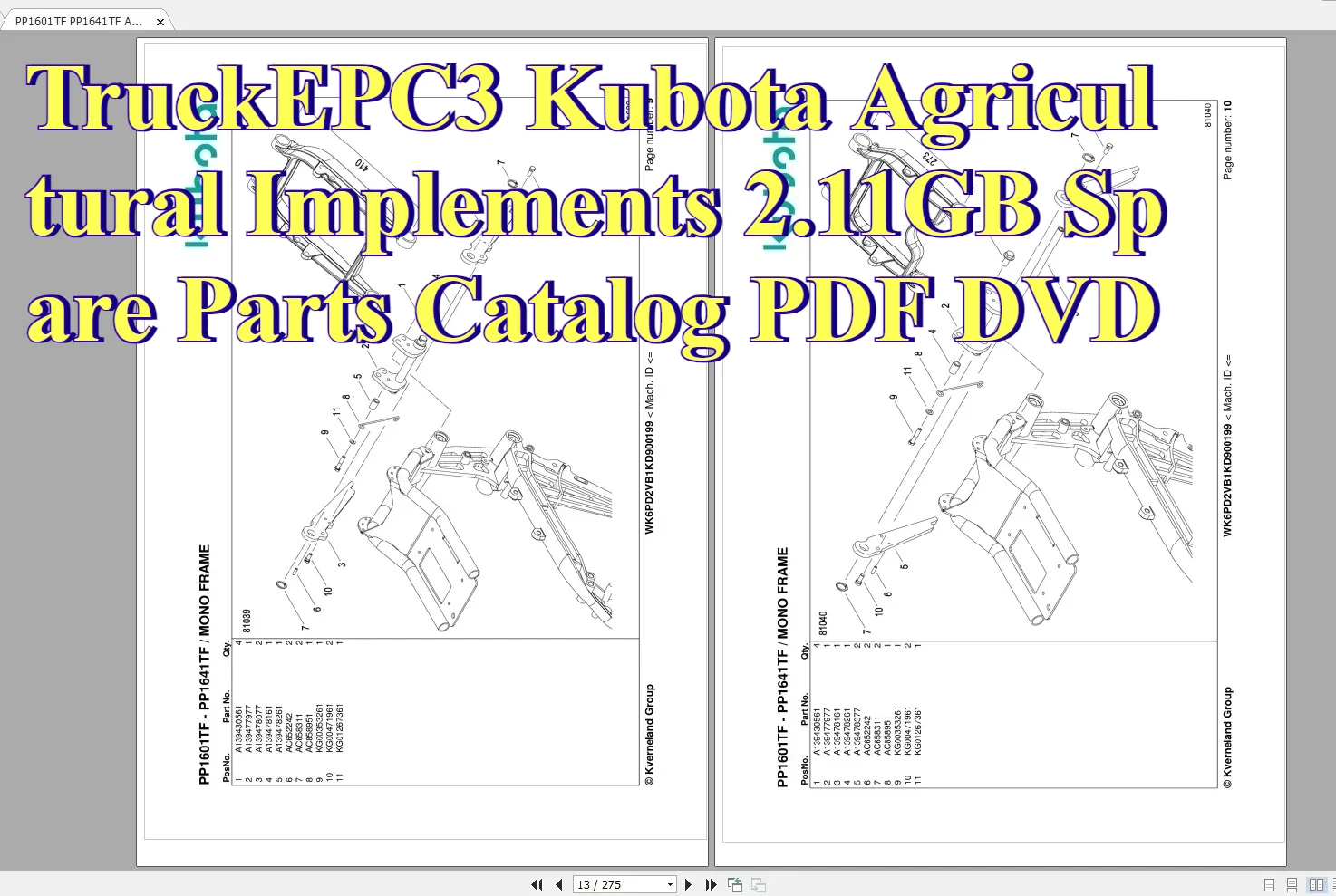

TruckEPC3 Kubota Сельскохозяйственные импульсы 2,11 ГБ Каталог запасных частей PDF DVD
