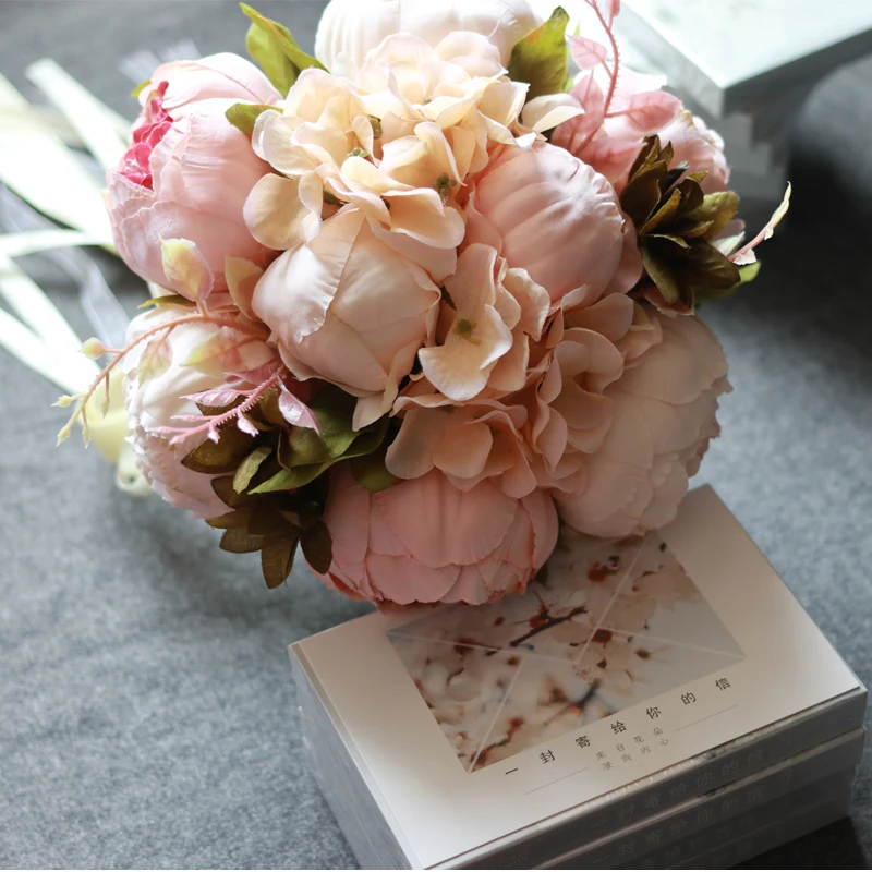 

Искусственный китайский букет пионов, свадебное украшение для подружки невесты, держащий цветок