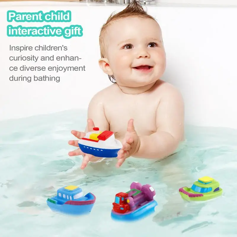 Juego de 6 juguetes de baño para barcos para niños, suministros de baño para niños y niñas, herramienta de entretenimiento para piscina