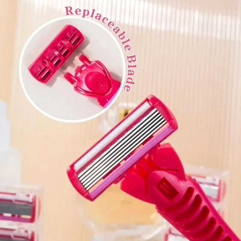 1 مقبض + 18 شفرات/ ماكينة حلاقة يدوية للنساء مكونة من 6 طبقات من الفولاذ المقاوم للصدأ لإزالة الشعر شفرات حلاقة قابلة للاستبدال #1
