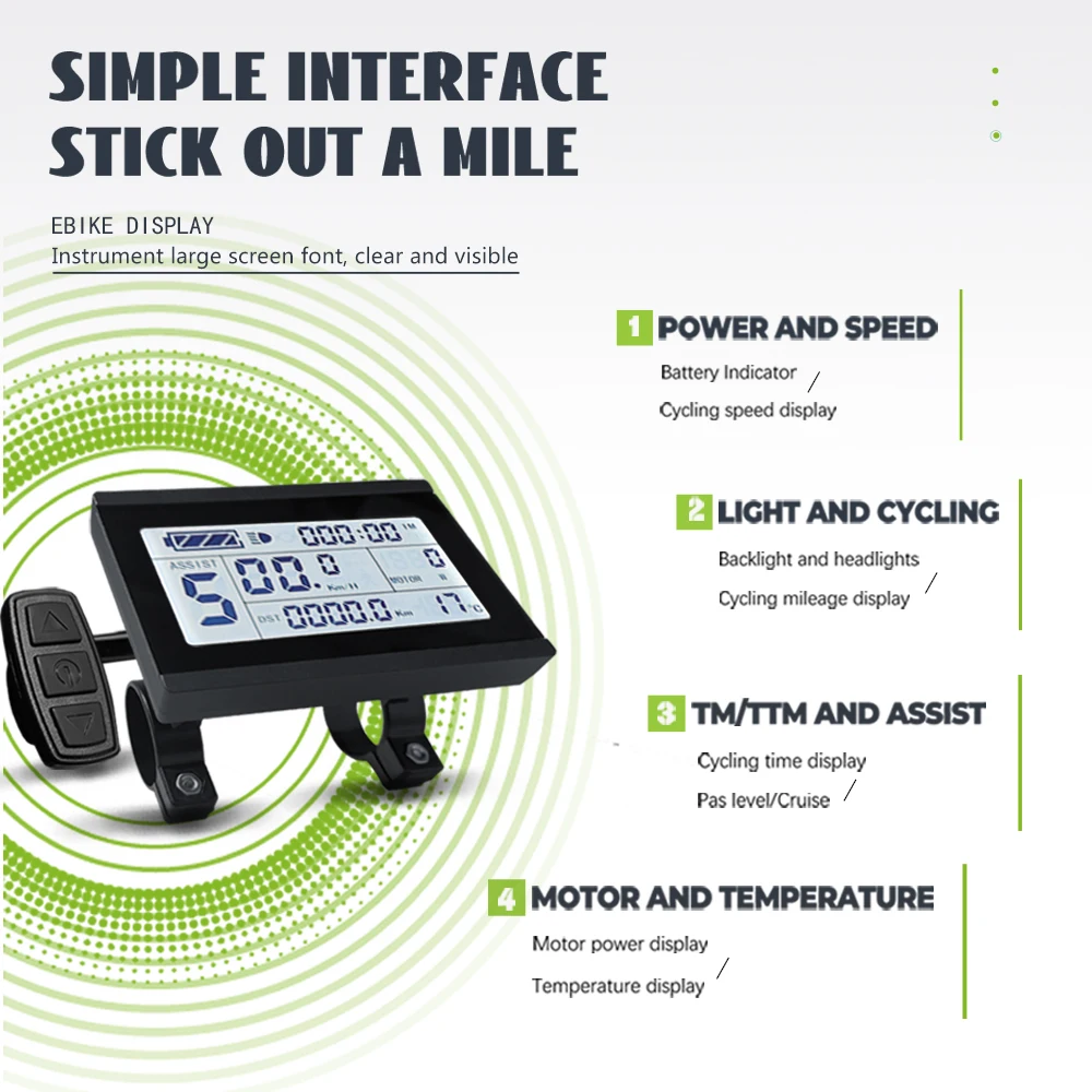 Display Ebike KT LCD3 LCD3U Display muslimcon misuratore intelligente USB per Kit di conversione motore mozzo bicicletta elettrica