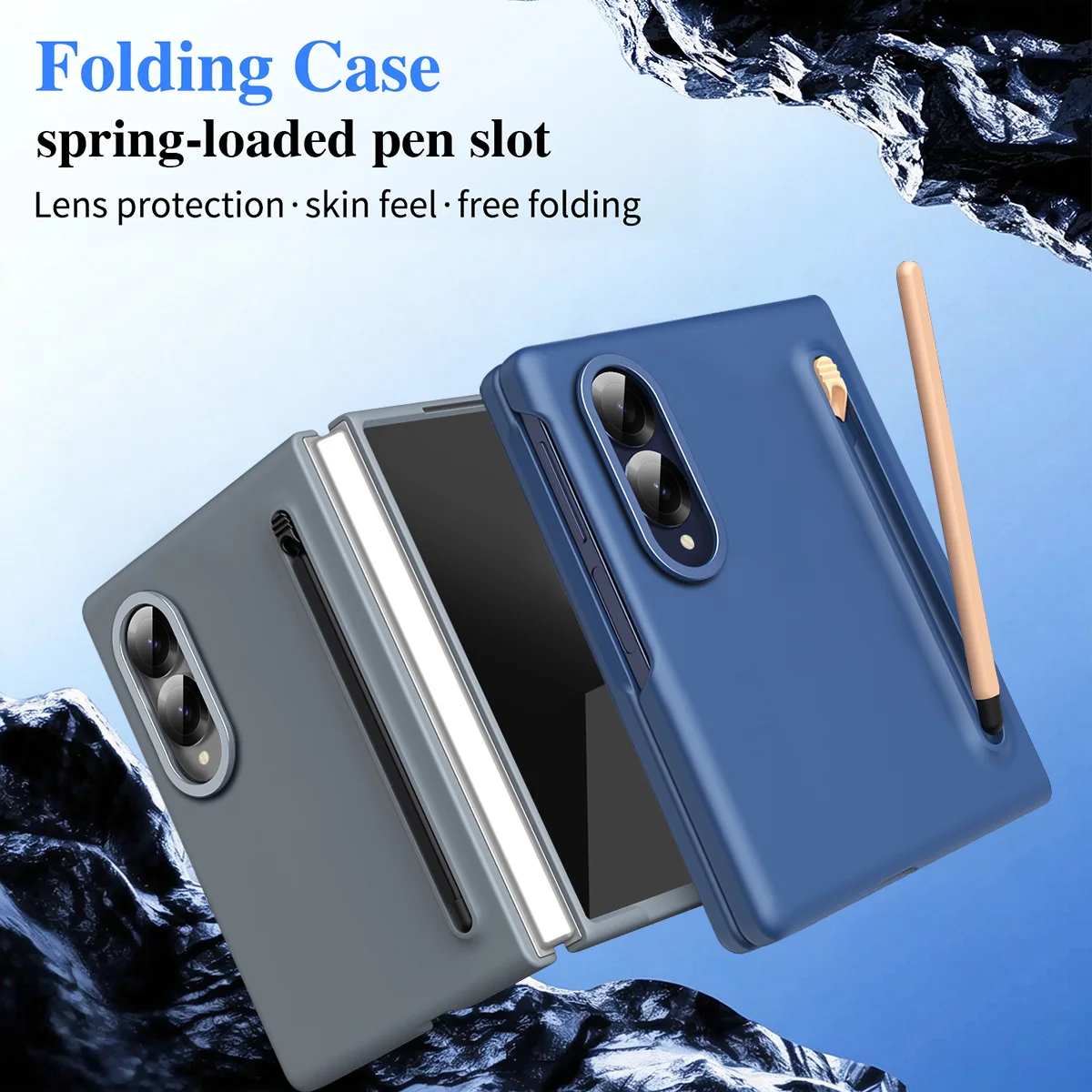 

For Samsung Galaxy Z Fold 8 Wide Case, Matte Integrated Folding Case with S Pen Slot + Built-in Front Tempered Glass Film