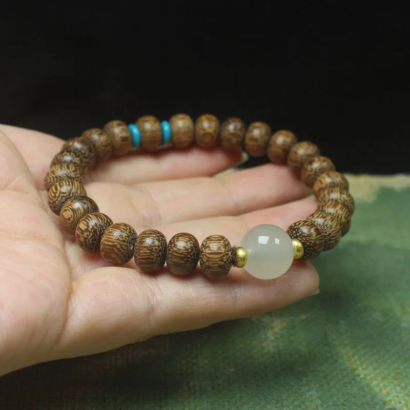Dark Wood Abacus Beads 9mm Bracelet Wood Luminous Beads Bracelet for Men and Women Crafts Buddha Beads Rosary