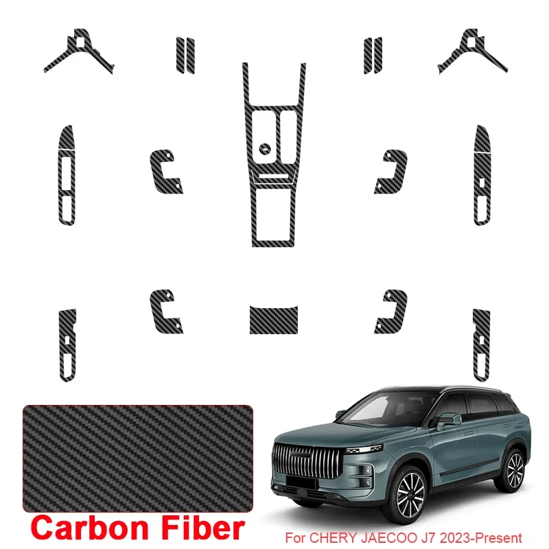 

Car Carbon Interior Sticker Window Lifting Panel Decal Gear Door Protective Film Accessory For CHERY JAECOO J7 2023-Present LHD