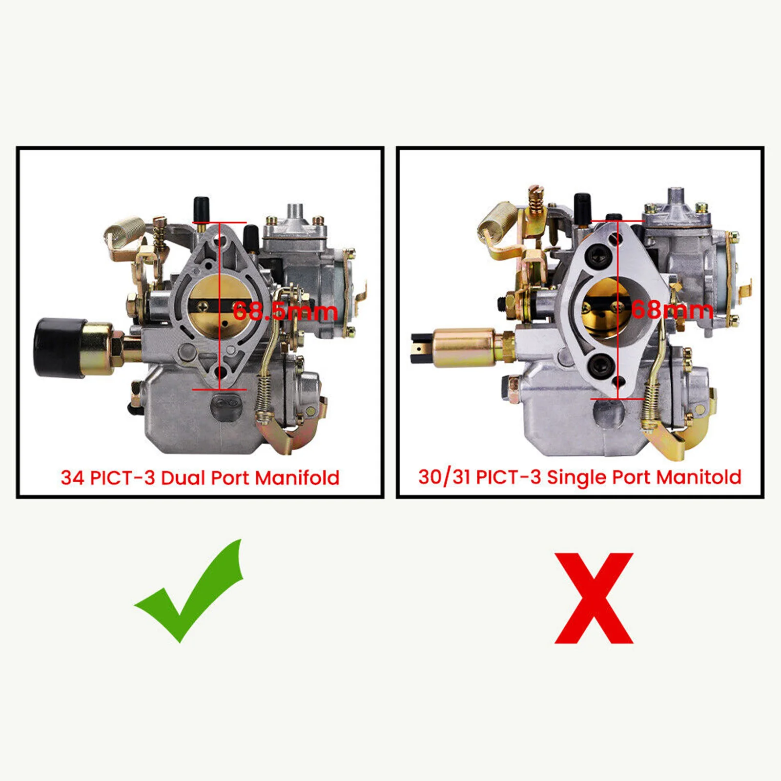 Artudatech 34 Pict-3 carburatore 113129031K per VW Beetles 1971-1979 Dual Port 1600cc 12V accessori per auto