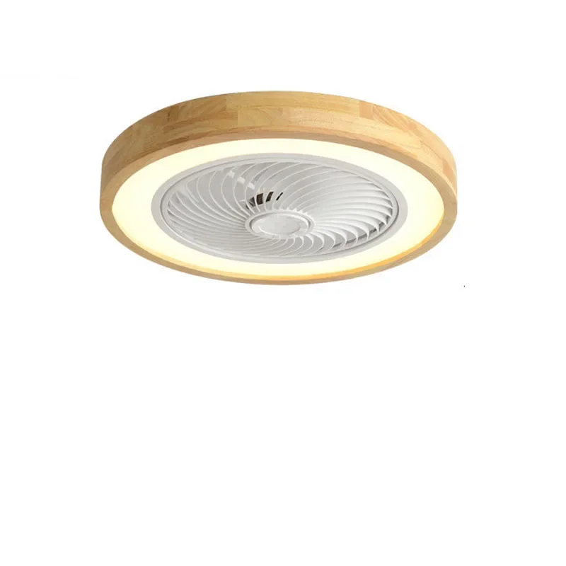 Wood Ceiling Fans Remote Control 110V 220V Round LED Fan For Living room Dining room Bedroom 20Inch Simple Modern Fans Lighting