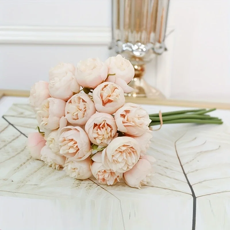 Künstliche Pfingstrose Seidenblumen 27 Köpfe Brautstrauß Hochzeit Weihnachtsdekoration Blume Home Party Tischdekoration Gefälschte Blume – Detail 13