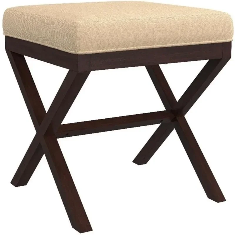 مقعد أنيق للزينة - مقعد مكياج اسبريسو مبطن لغرفة تبديل الملابس للسيدات وبدوار، مقعد بدون ظهر #3