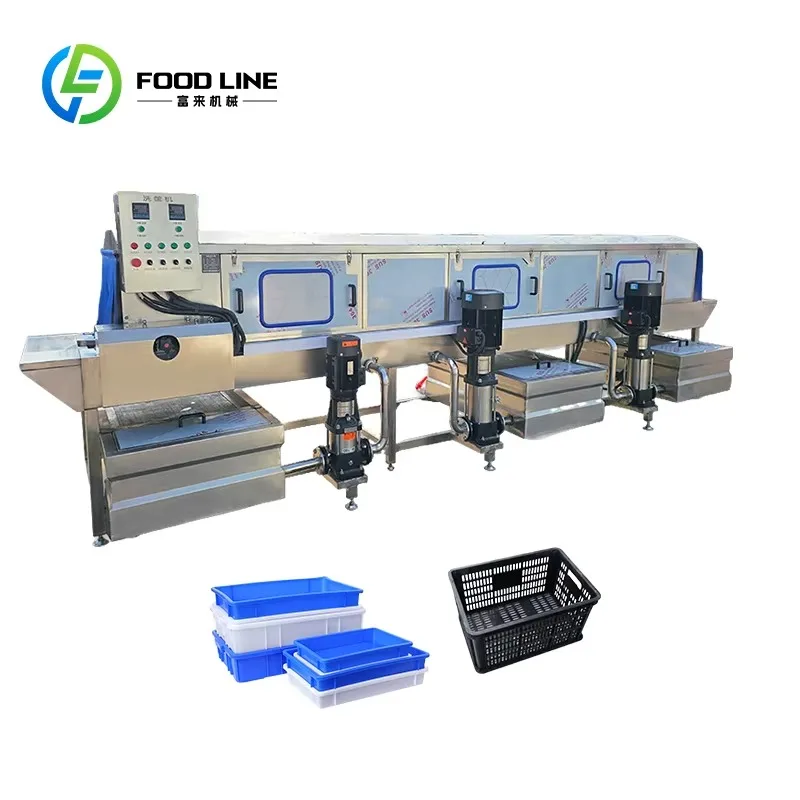 Industrial Basket Washing Machine Automatic Crate Washer for Farm Factory and Food Processing