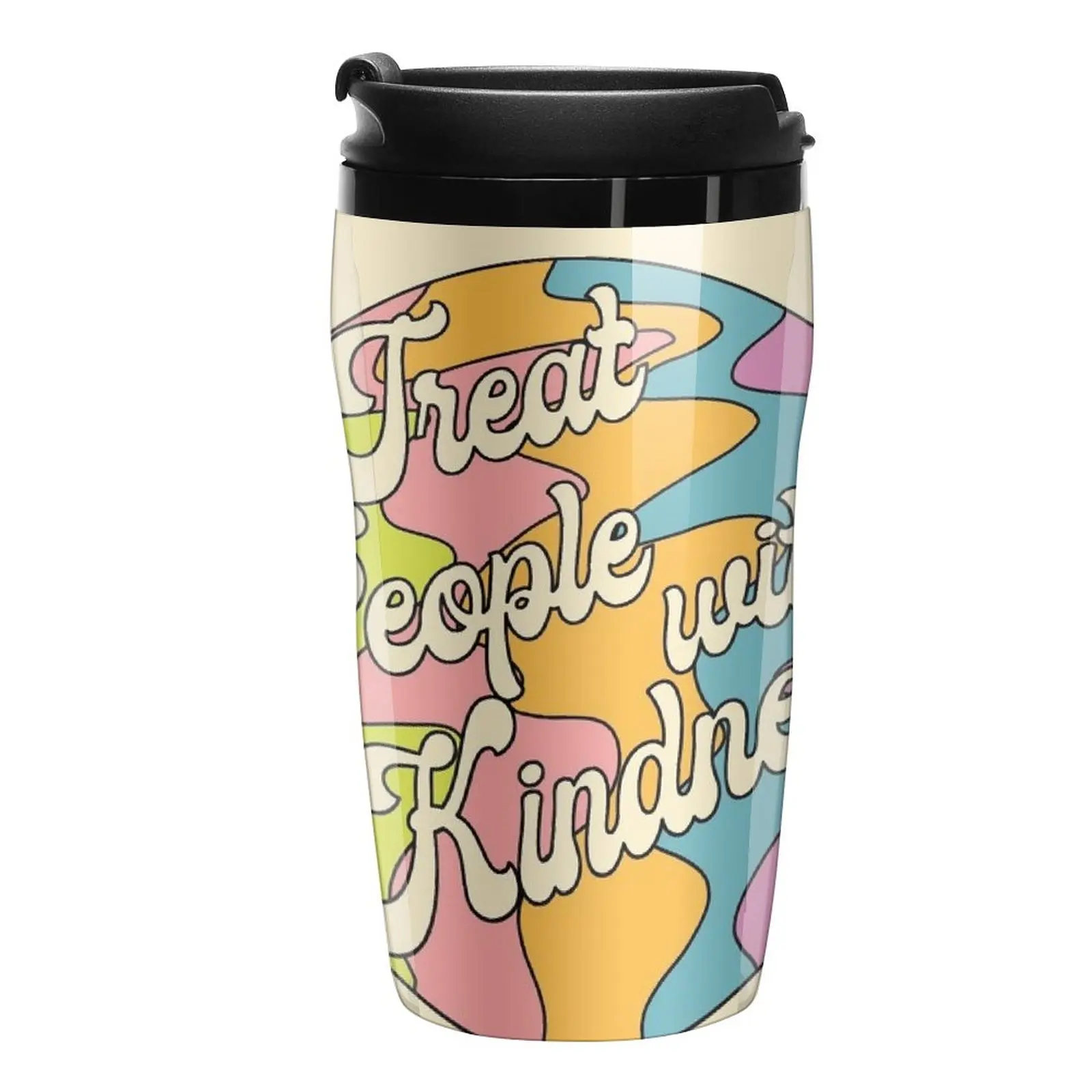 

New Groovy Treat 'Em With Kindness Design Travel Coffee Mug Thermos Cup Black Coffee Cup