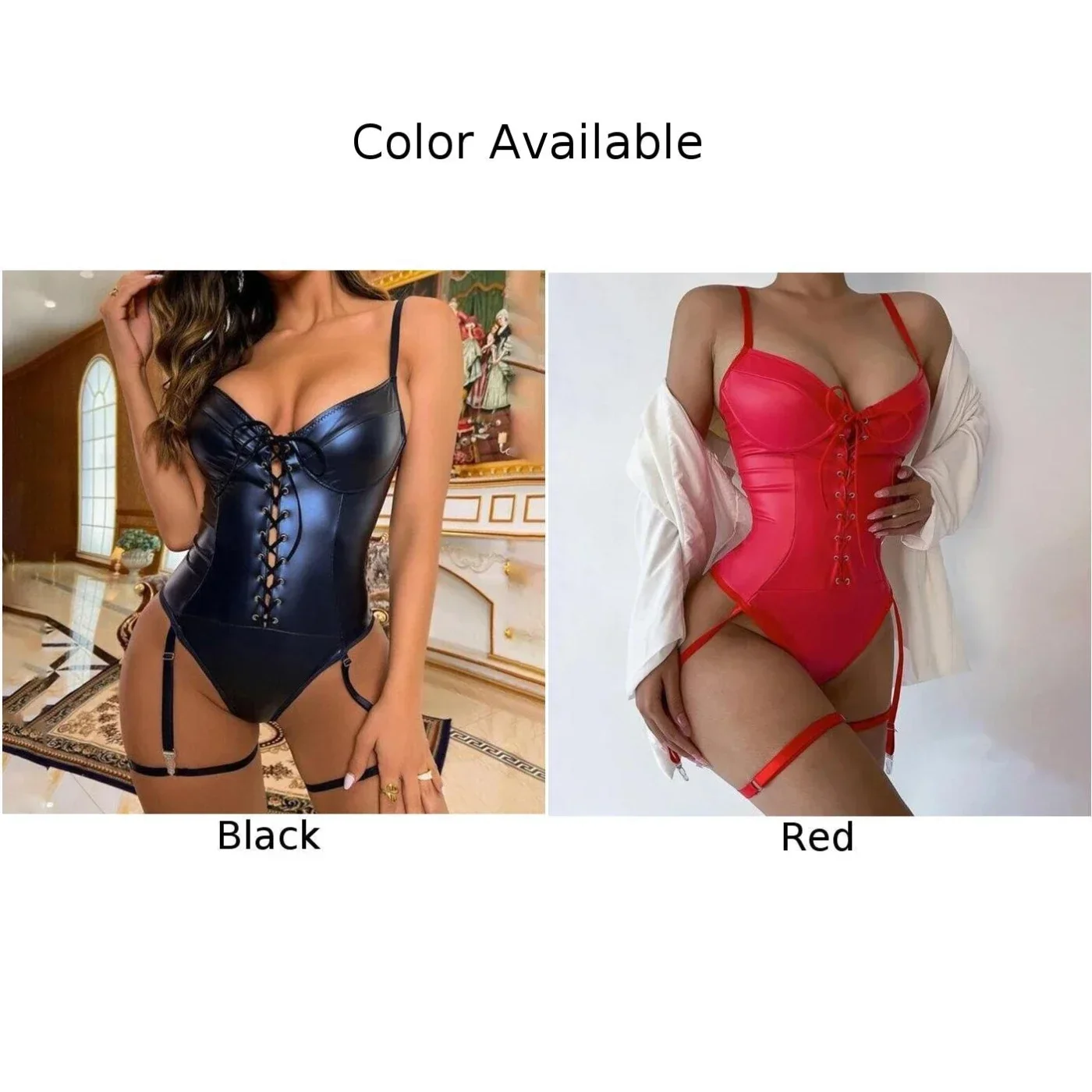 Sexy Women Lingerie Pu Leather Wet Look Bodysuit Female Breathable Costumes Leotard Clubwear Comfortable Stretch Underwear