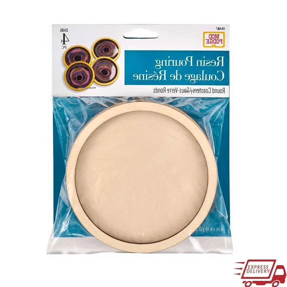 

Natural Wood Coasters Set of 4 Round Epoxy Resin Projects DIY Crafting Decorations Unfinished Painting Embellishments