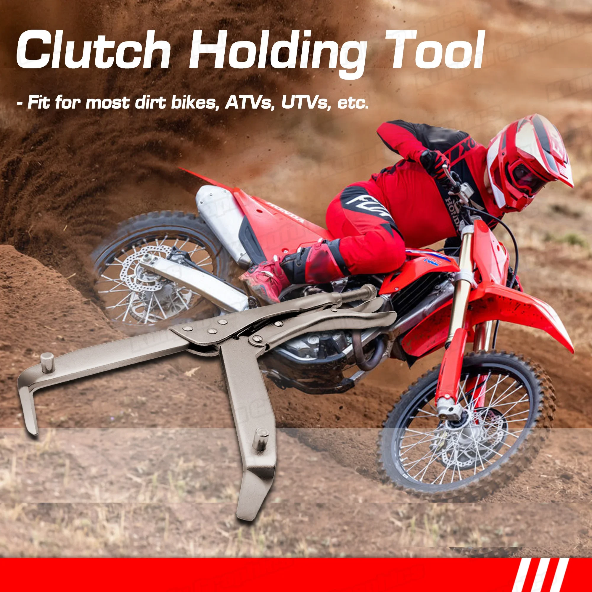 

Motorcycle Clutch Hub Basket Holding Tool Gear Spanner Wrench Disassembly Puller Sprocket Clamp for Dirt Bike ATV UTV, Silver