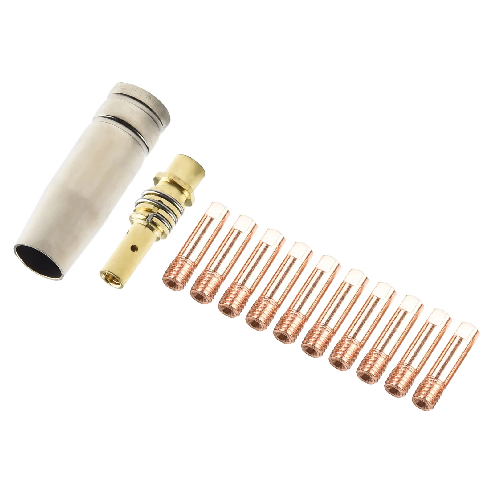12pcs Set of Strictly Tested MB 15AK MIG/MAG Welding Contact Tips and Nozzle Shield for Rilon Riland Jasic and More