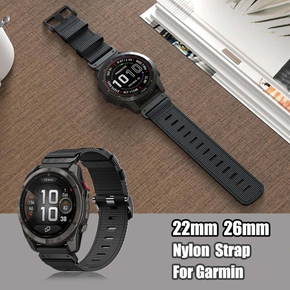 Nylon 26/22 mm Armband für Garmin Fenix 8 pro 7X 7 6X 6 5plus/Forerunner 970 965 Quickfit Uhrenarmband Instinct 3/Epix Pro Armbänder
