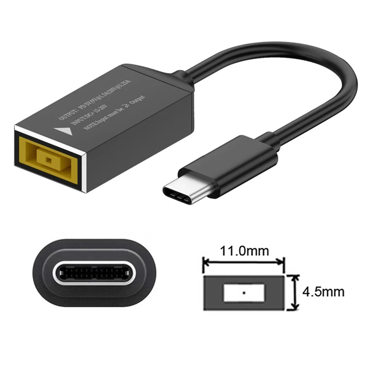 PD100W for Lenovo DC Square Jack to USB Type-C Converter Charging Cable Compatible with for Lenovo Laptop Charger Rich