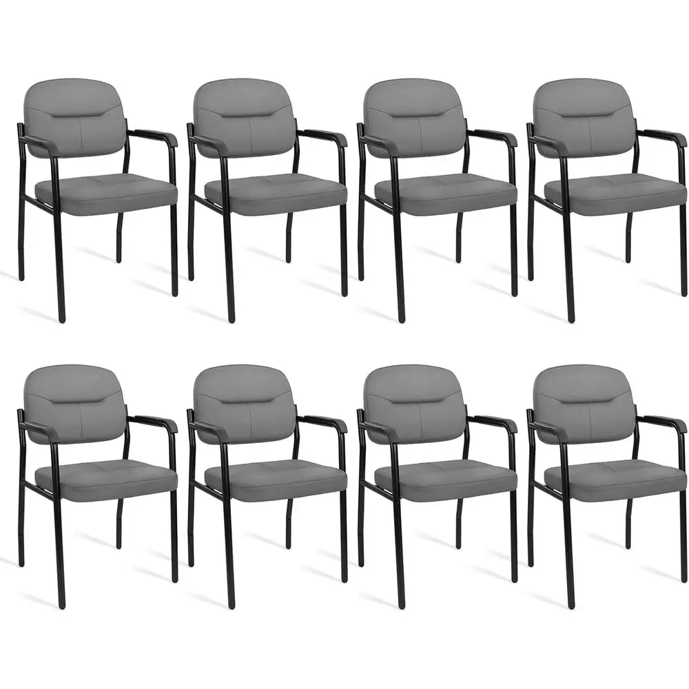 Ergonomic Office Chair Set of 8, Wheel-less with Armrests and Lumbar Support, Ideal for Conference, Lobby, Waiting Room, and Sch