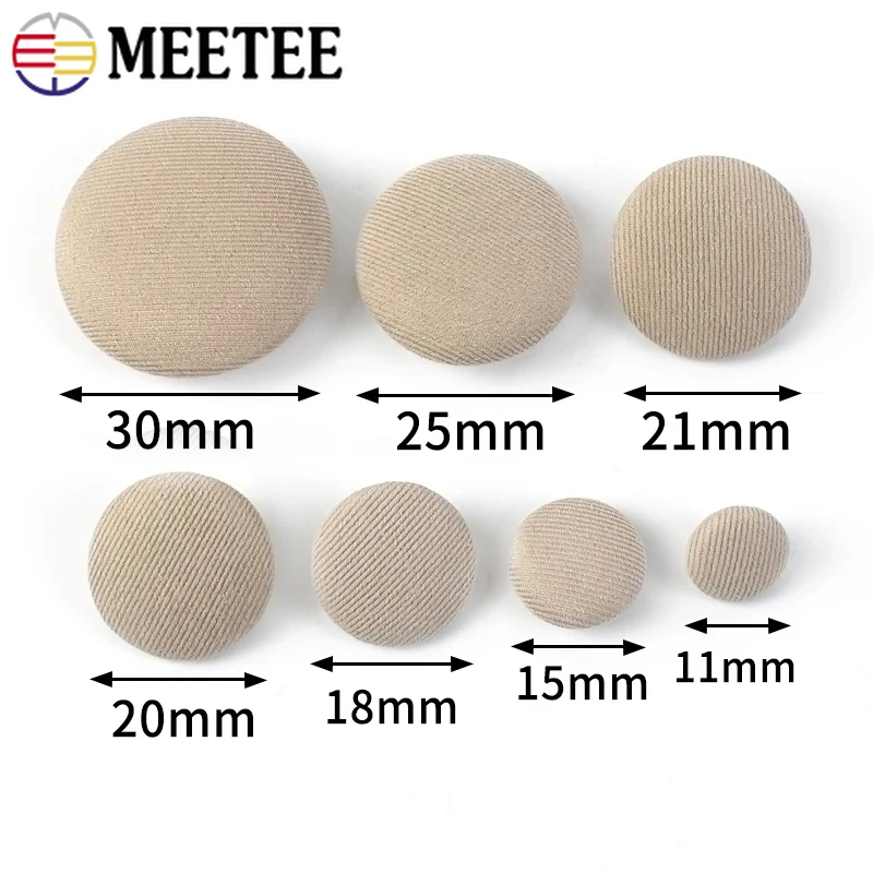 30Pcs Meetee 11-30mm Colored Cloth Covered Round Button Clothing Bag Decoration Snap Buckle Suit Coat Shirt DIY Sewing Accessory