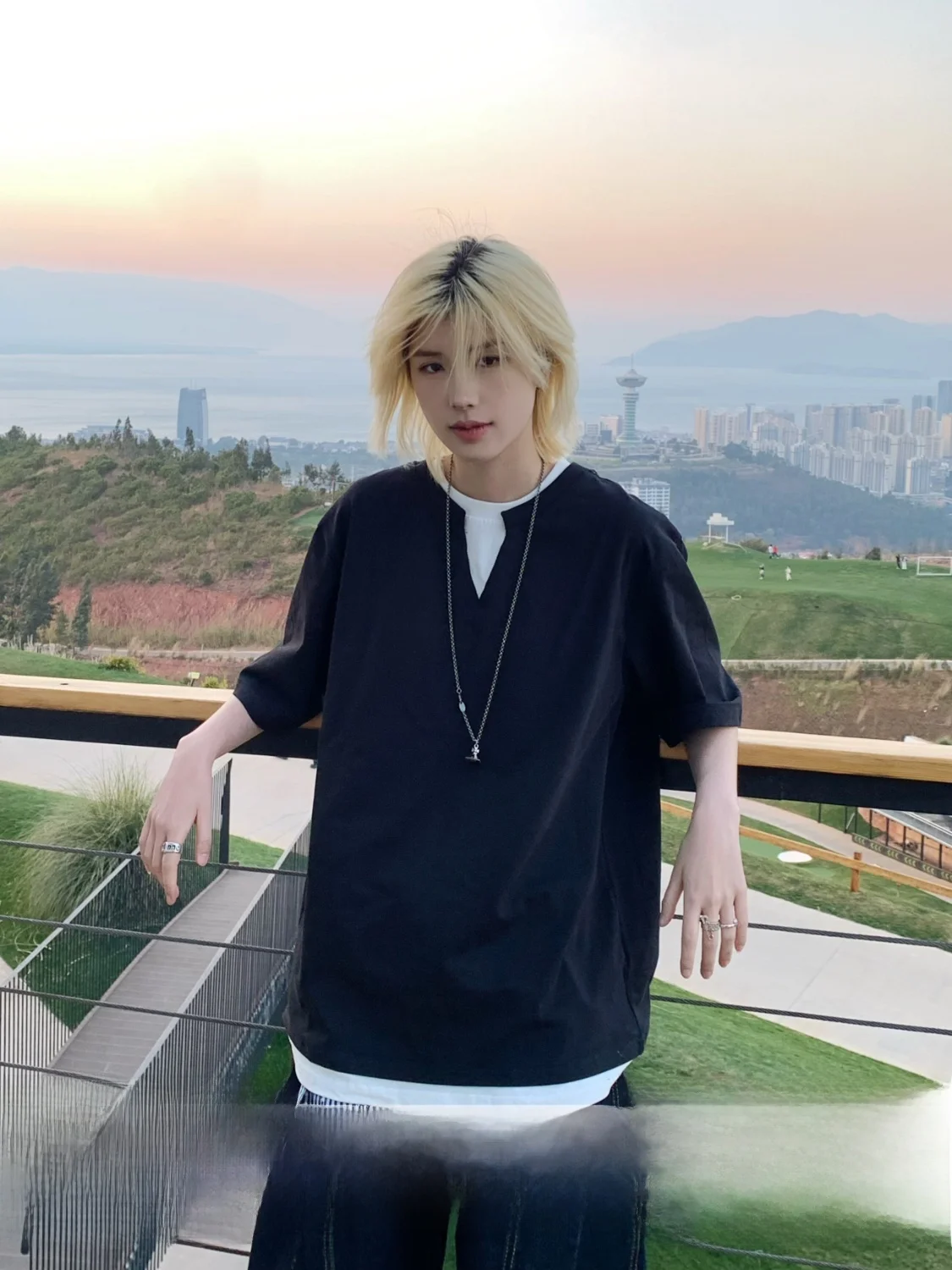 

Street Style Short Sleeve T-Shirt Loose Fit Couple Matching Splice Simple Design Cotton Summer Top for Men And Women