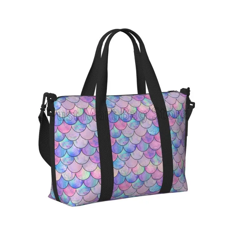 Mermaid Fish Scale Travel Duffel Bags Waterproof Weekender Overnight Tote Bag Women Large Capacity Carry on Bags Yoga Gym Bag