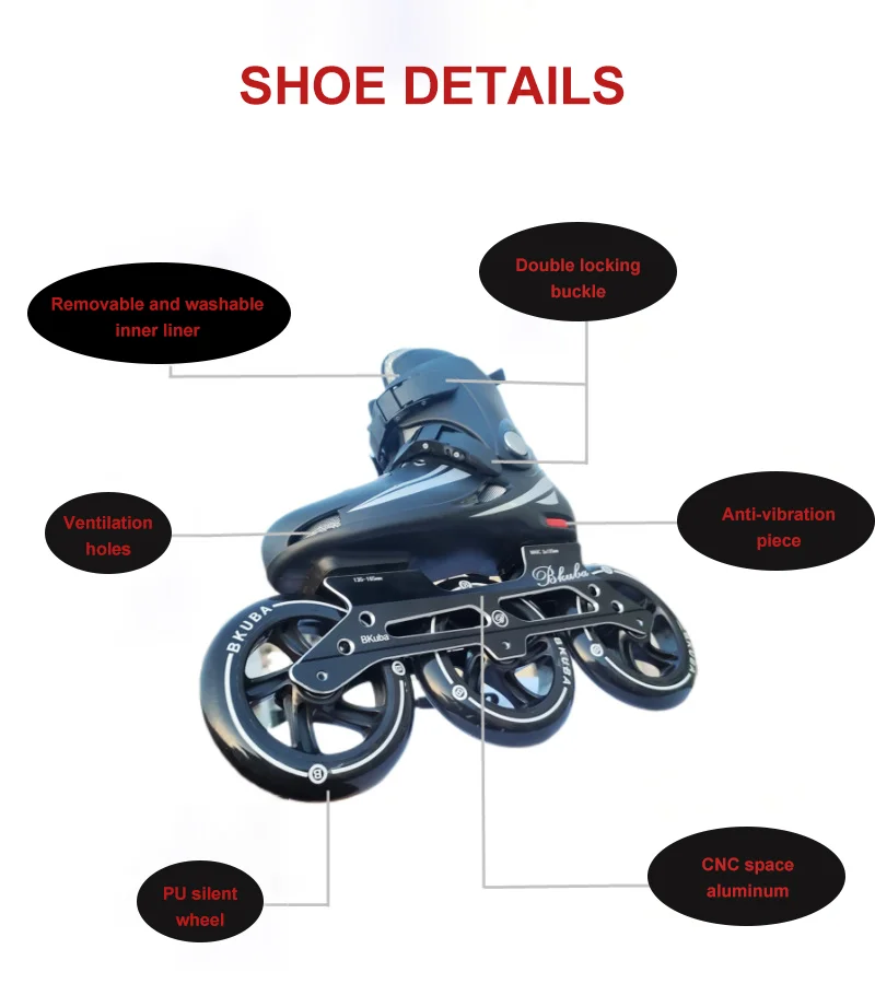 Adult children big three-wheel speed skating shoes racing roller skating big book brush street plus size 125 skates - Image 6