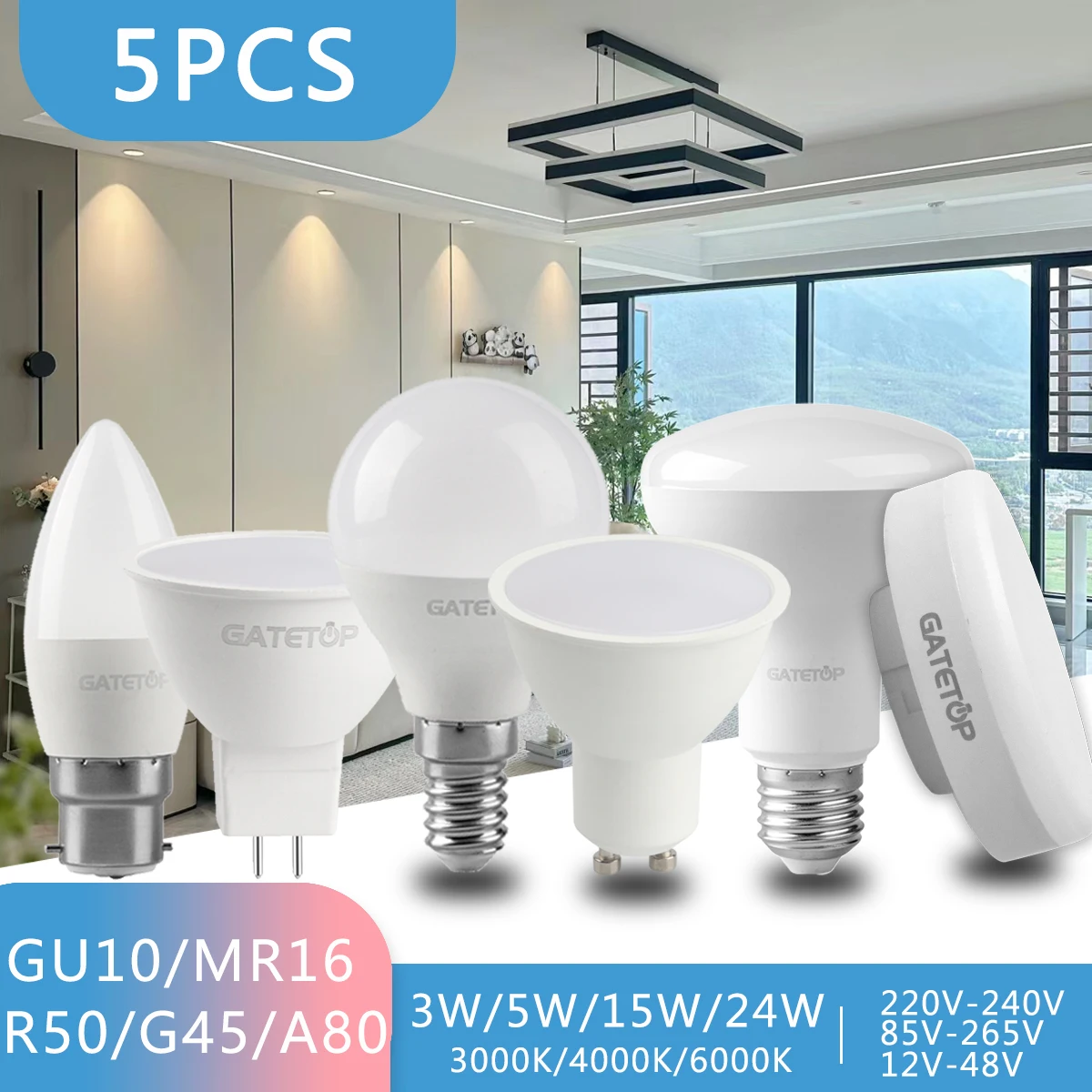 

5PCS LED Bulb AC220-240V 5W 9W 18W 24W E27 E14 B22 Energy Saving LED Bulbs GU10 Lighting LED Bombilla Living Room Home Lampada