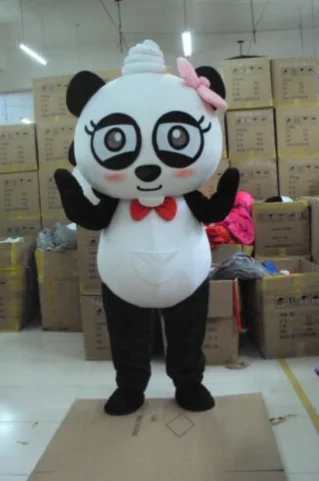 Novo personagem adulto panda mascote traje dia das bruxas vestido de natal adereços de corpo inteiro roupa traje da mascote