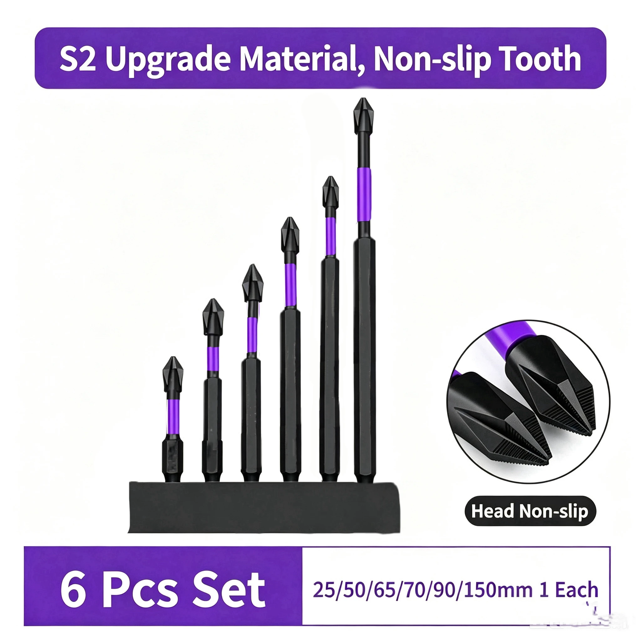 6/12 Pcs Magnetic Screwdriver Bits Non-slip Shockproof Phillips Impact Bits Hex Shank Alloy Steel Bits Suitable for Power Tools