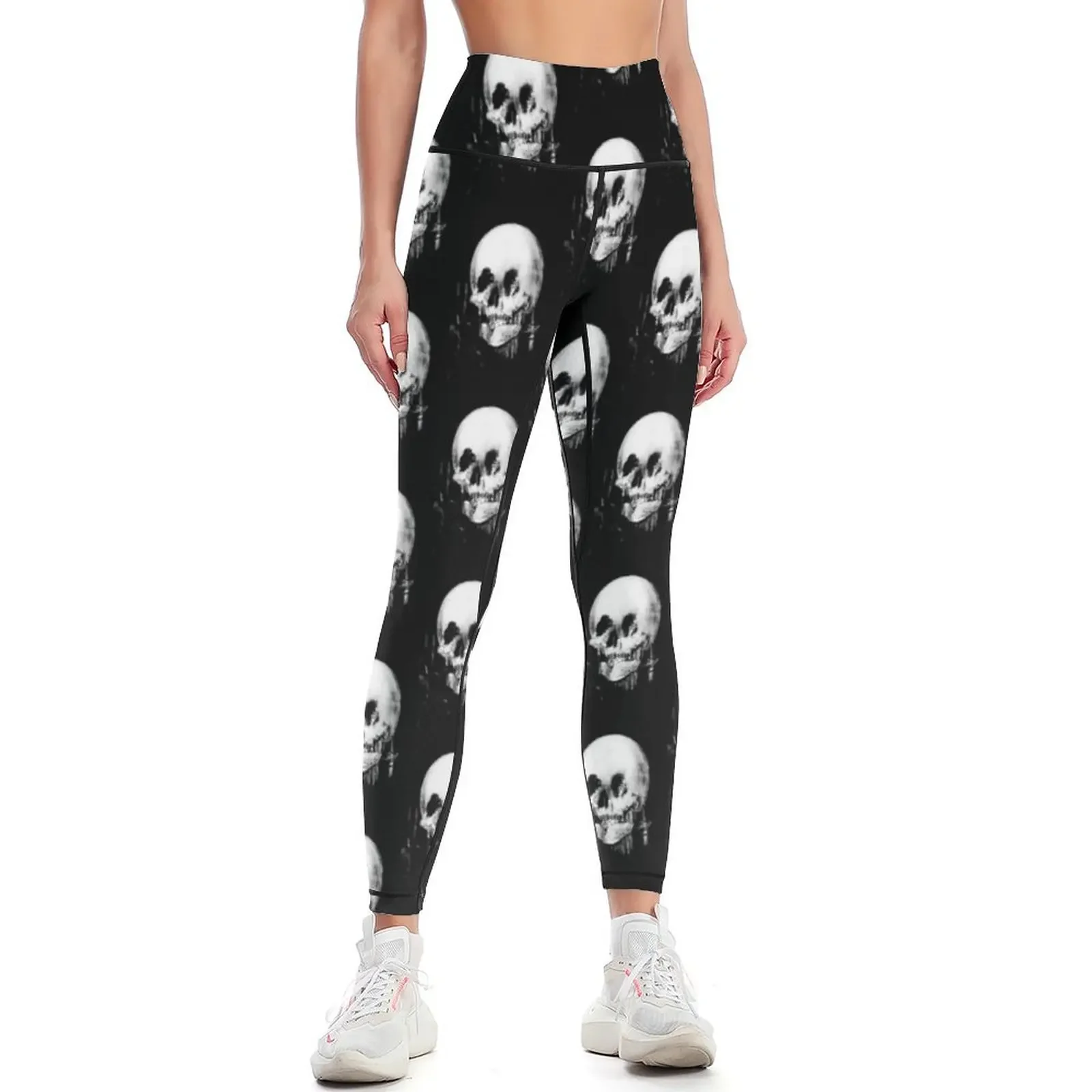

Woman with Halloween Skull Reflection In Mirror Leggings Fitness's gym clothes gym's clothing active wear Womens Leggings
