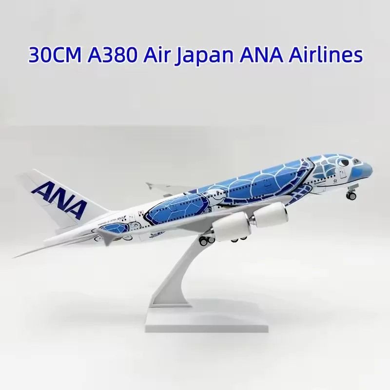 Avión a Escala A380 de ANA Airways Japón, Serie de Aviones de 30 cm, Modelo de Avión Tortuga Marina de Resina, Souvenir con Base de Ruedas, Colección