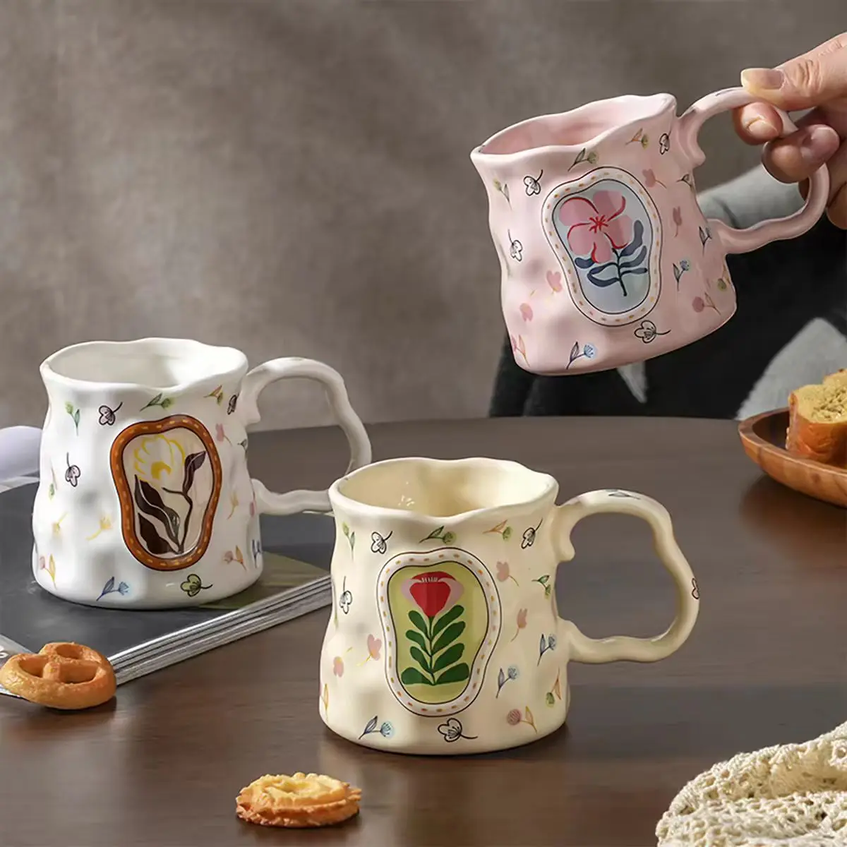 Dreamy Flower Shaped Handmade Ceramic Mug, High-value Water Cup, Design Inspired Souvenir Breakfast, Coffee Cup