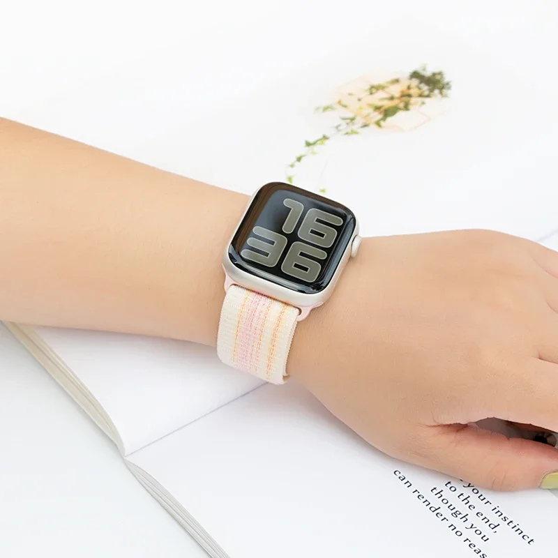 Nylon Loop Strap for apple watch band 44mm 40mm 45mm 41mm 46 42mm 49mm 44 45 mm bracelet iWatch series Ultra 2 10 9 SE 7 6 5 4 image 5